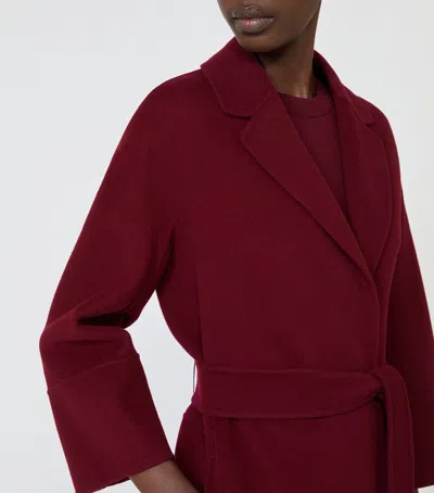 Max Mara Short Double-faced Wool Coat In Burgundy