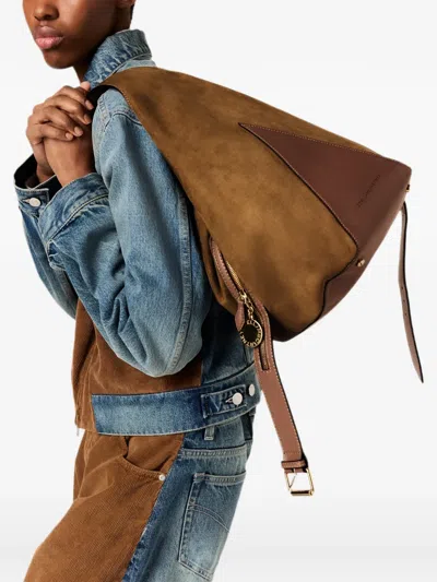 Stella Mccartney Logo-engraved Triangular Shoulder Bag In Brown