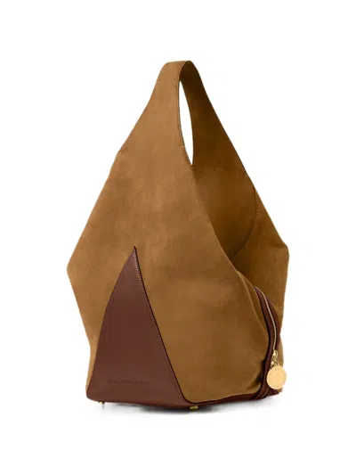 Stella Mccartney Logo-engraved Triangular Shoulder Bag In Brown