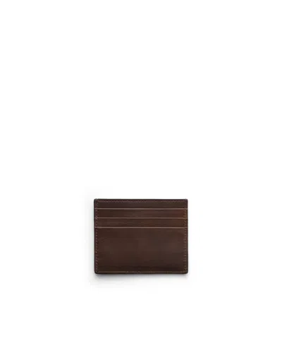 Prada Leather Card Holder In Brown