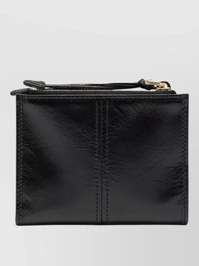 Prada Small Leather Wallet Wrist Strap In Black