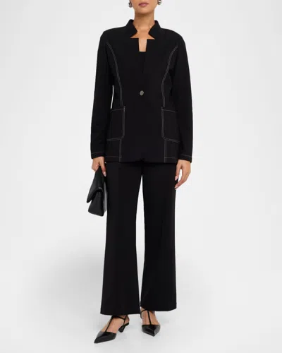 Misook Single-button Ponte Blazer In Black