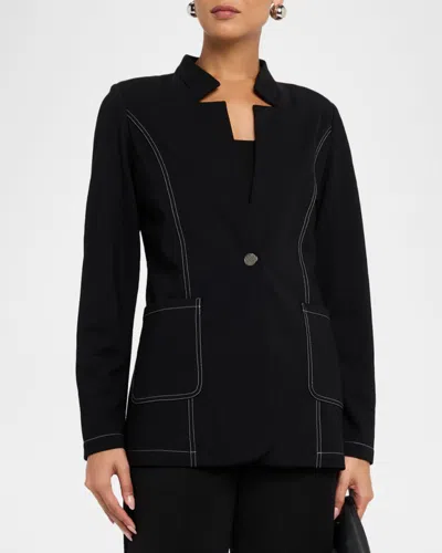 Misook Single-button Ponte Blazer In Black