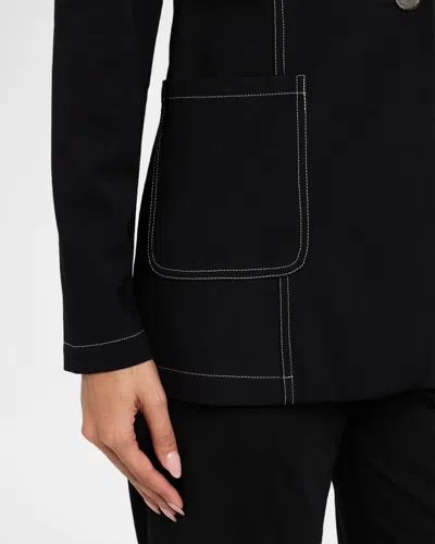 Misook Single-button Ponte Blazer In Black