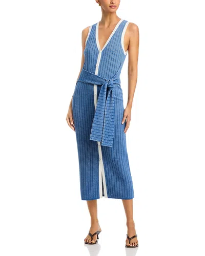 Toccin Bex Tie-front Sleeveless Midi Dress In Blue