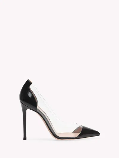 Gianvito Rossi Plexi Pump Patent Leather Transparent Panels In Black
