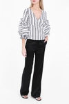 Caroline Constas Athena Ruffled Striped Stretch Cotton-blend Top