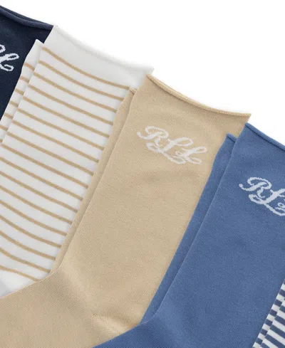 Ralph Lauren Women's Script Roll-top Socks, 6-pack In Multi