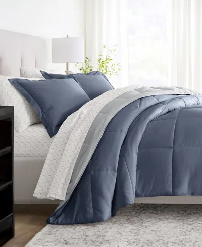 Ienjoy Home Bedding Bundle Reversible Pattern 5-piece Comforter Set, Twin In Blue