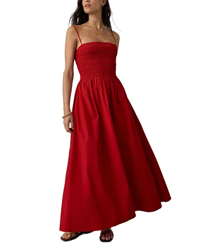 Faherty Coastal Poplin Lucia Dress Tango Red