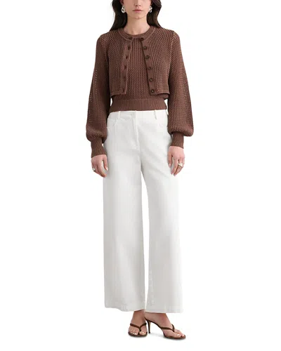 Toccin Tori Open-knit Cropped Cardigan In Brown