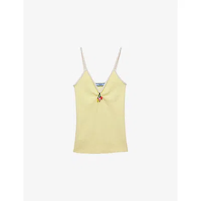 Prada Cotton Bouclé Top In Yellow