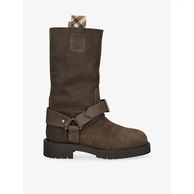 Burberry Soft Saddle Suede Knee-high Boots In Multi