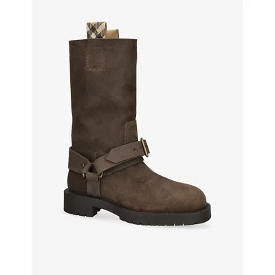 Burberry Soft Saddle Suede Knee-high Boots In Multi