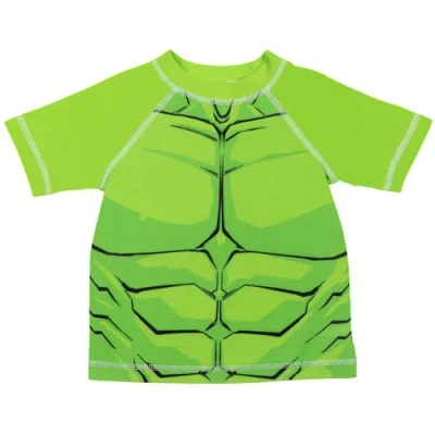Marvel Short Sleeve Rash Guard & Swim Trunks In Multi