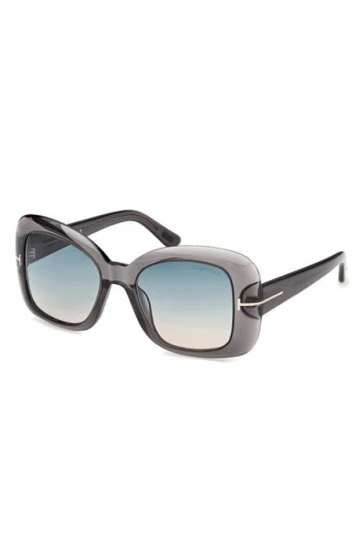 Tom Ford Sandra-02 52mm Square Sunglasses In Transparent