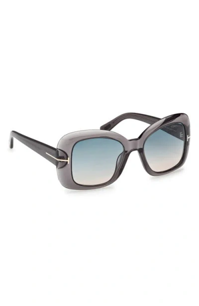 Tom Ford Sandra-02 52mm Square Sunglasses In Transparent