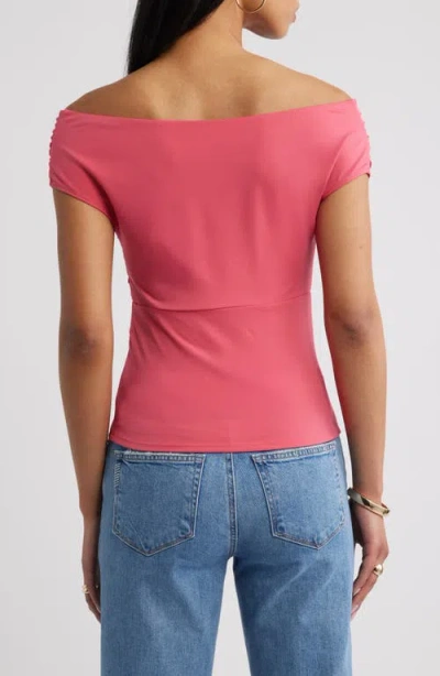 Open Edit Crossover Off The Shoulder Top In Pink