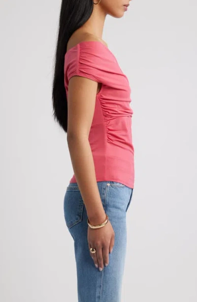 Open Edit Crossover Off The Shoulder Top In Pink