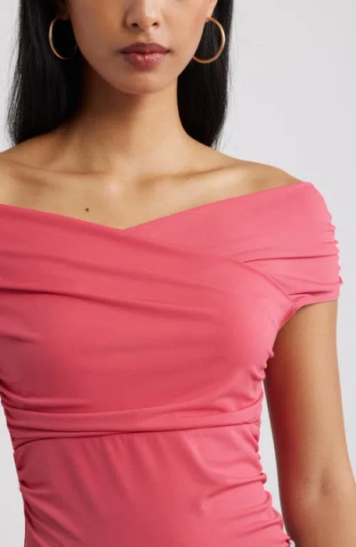 Open Edit Crossover Off The Shoulder Top In Pink