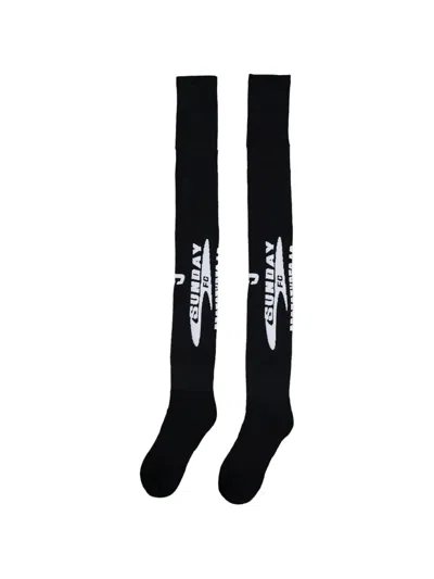 Prototypes Logo-print Over-the-knee Socks In Black