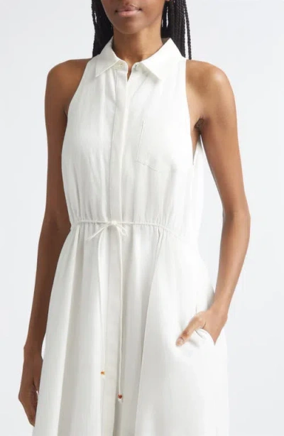 Toccin Tiana Sleeveless Shirt Midi Dress In White