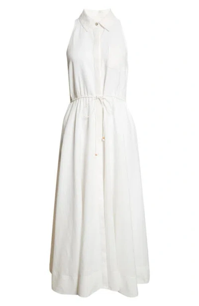 Toccin Tiana Sleeveless Shirt Midi Dress In White
