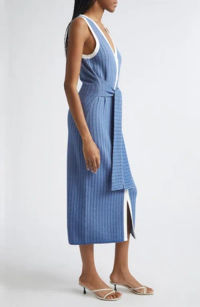 Toccin Bex Tie-front Sleeveless Midi Dress In Blue