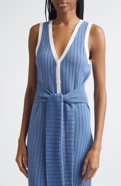 Toccin Bex Tie-front Sleeveless Midi Dress In Blue