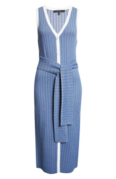 Toccin Bex Tie-front Sleeveless Midi Dress In Blue