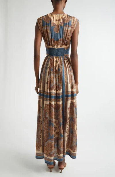Zimmermann Womens Dark Blue Paisley Mahon Printed Silk Maxi Dress In Animal Print