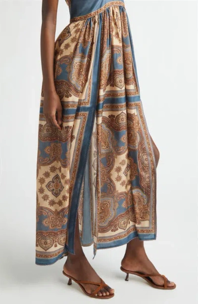 Zimmermann Womens Dark Blue Paisley Mahon Printed Silk Maxi Dress In Animal Print