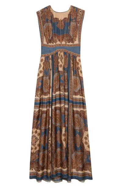 Zimmermann Womens Dark Blue Paisley Mahon Printed Silk Maxi Dress In Animal Print