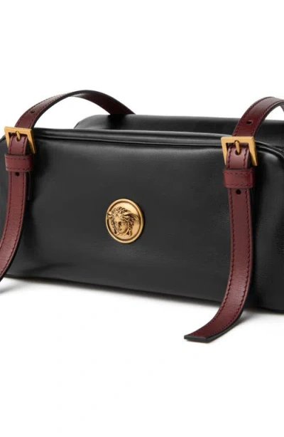 Versace Rectangular Handbag In Smooth Silk And Nylon In Black