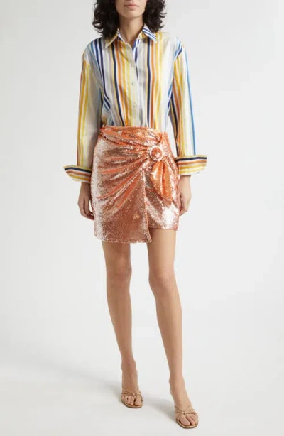 Toccin Dawson Sequin Ring Mini Skirt In Orange