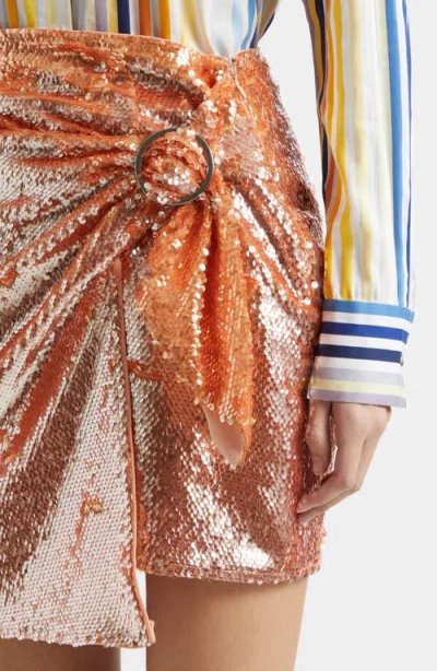 Toccin Dawson Sequin Ring Mini Skirt In Orange