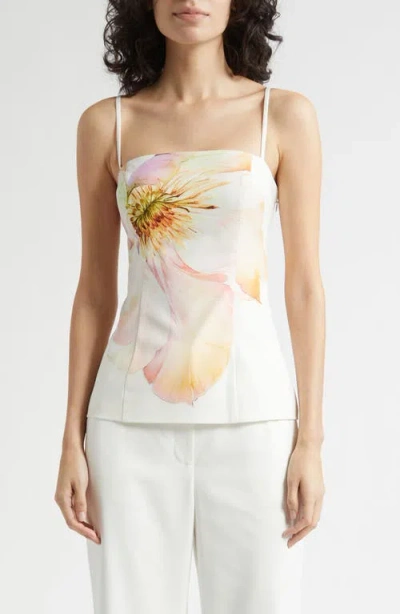 Toccin Claudelle Floral Square Neck Camisole In Neutral