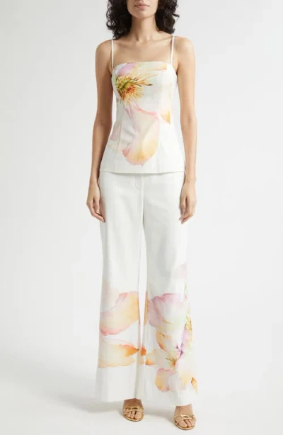Toccin Claudelle Floral Square Neck Camisole In Neutral