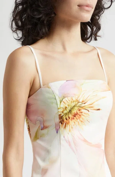 Toccin Claudelle Floral Square Neck Camisole In Neutral