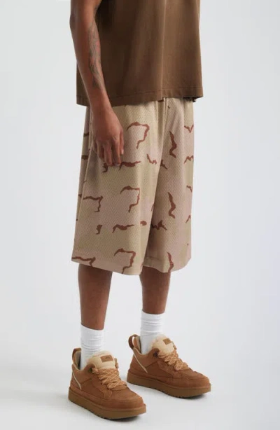 Elwood Baggy Mesh Shorts In Brown