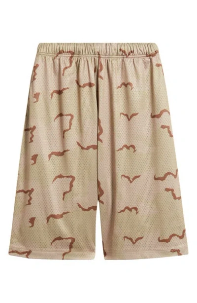 Elwood Baggy Mesh Shorts In Brown