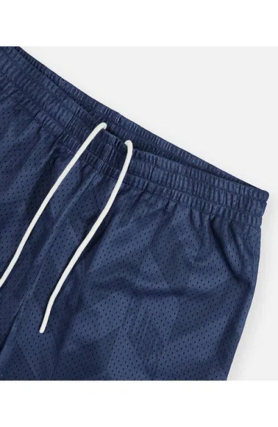 Paper Planes Chevron Mesh Drawstring Shorts In Blue