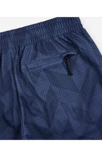 Paper Planes Chevron Mesh Drawstring Shorts In Blue