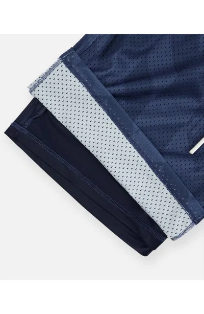 Paper Planes Chevron Mesh Drawstring Shorts In Blue