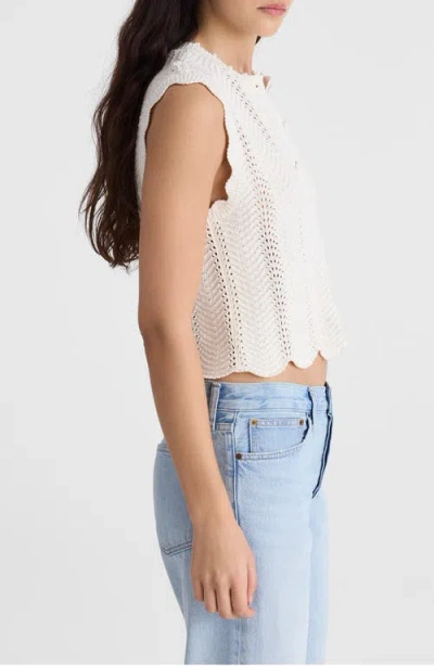 Madewell Wavy-knit Button-front Shell Top In White