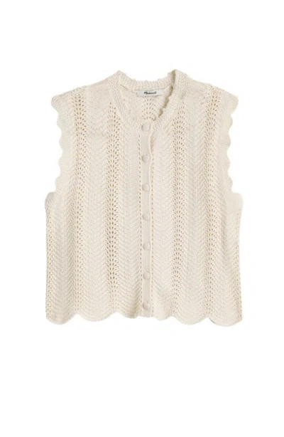 Madewell Wavy-knit Button-front Shell Top In White