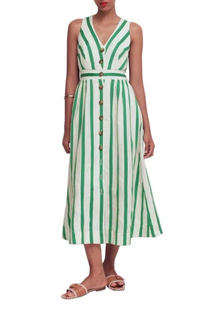 Boden Catherine Stripe Button-up Midi Dress In Multi