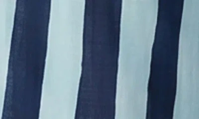 The Lulo Project Stripe Drawstring Wide Leg Pants In Blue