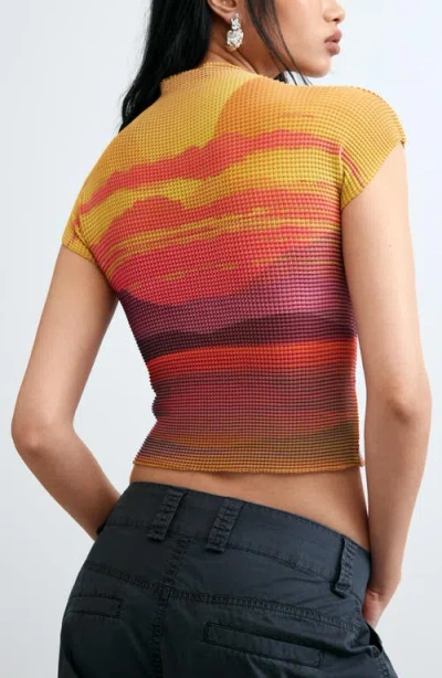 Desigual Sunset Grid Texture T-shirt In Multi
