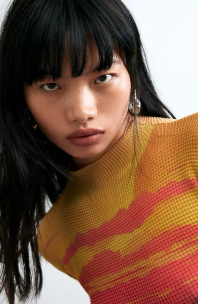 Desigual Sunset Grid Texture T-shirt In Multi